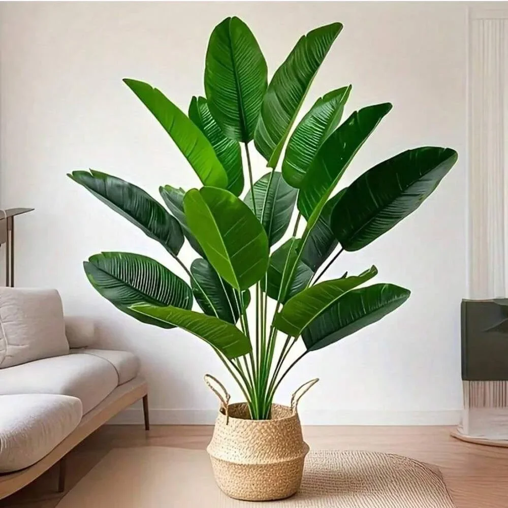 1개 18잎 인조 식물 대형 열대 야자수 가짜 바나나  - Dracaena Marginata 리뷰 및 가격